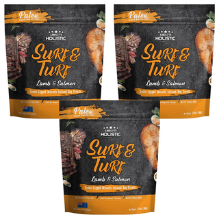 ABSOLUTE HOLISTIC 全齡犬 鮮食肉片, 放牧羊 + 國王鮭魚 + 綠貽貝 + 牛磺酸, 100g, 3包