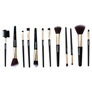 ERMORE 化妝刷具12件組 附高級防塵刷具筒 人造纖維毛製成 提高抓粉力增加顯色度, 1組