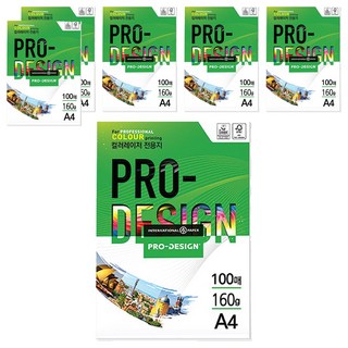 PRO-DESIGN 彩色雷射專用紙 160g, A4, 6包