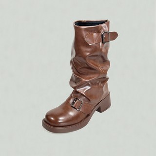 shoes& 女款襪套復古中筒靴 sn653