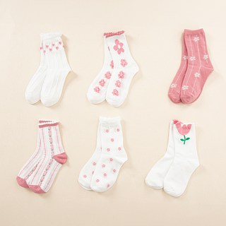 BASE ALPHA ESSENTIALS 女士花卉中筒襪6件組