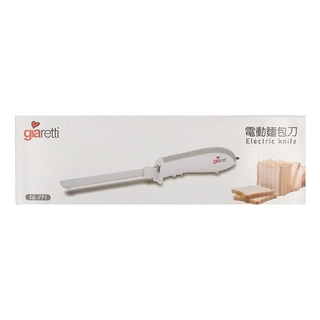 giaretti 珈樂堤 電動麵包刀 GL-771, 不鏽鋼刀片, 鋸齒, 459 x 62 x 69mm, 不鏽鋼 銀色 + 白色 + 灰色, 1個