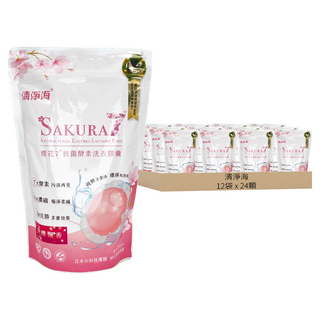 清淨海 櫻花7+抗菌酵素洗衣膠囊 遇見初櫻野櫻飄香 8g, 24顆, 12袋