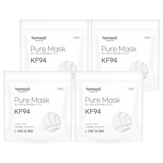 Tamsaa Pure口罩 KF94, 白色, 25片, 4包