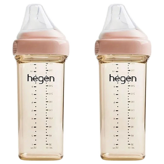 hegen 金色奇蹟 PPSU 多功能方圓型寬口奶瓶 Set, 嫣粉, 330ml, 2個