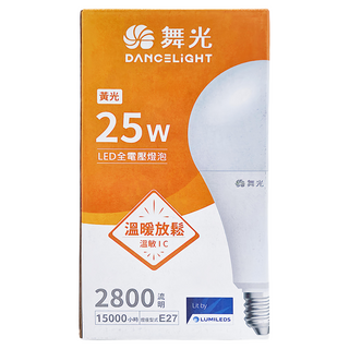DANCELIGHT 舞光 LED全電壓燈泡 E27 25W, 黃光, 1個