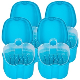 假牙收納盒 藍綠色 大, 1入, 4個