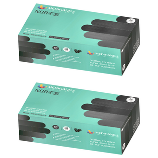 MEDIHAND 美恆 NBR鑽石紋手套 特厚款 100個, 黑色, M, 2盒