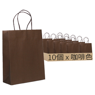 素簡無印純色手提袋, 咖啡色, 4K, 1組