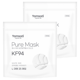 Tamsaa Pure口罩 KF94, 白色, 25片, 2包
