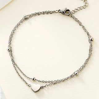 noid-b 女性用醫療鋼立體愛心圓珠雙鍊腳鍊 + 禮物包裝組