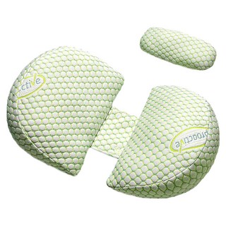 AHOYE 護腰孕婦枕 舒適透氣 多功能用途, 白色 + 綠色