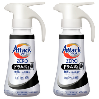 Attack 一匙靈 zero洗衣精 滾筒用 按壓式, 無髒污/無異味/無殘留, 高效潔淨力, 400g, 2瓶