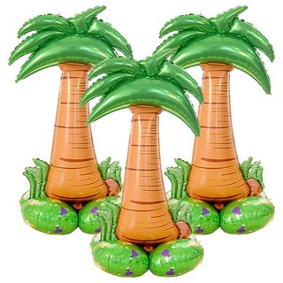 站立椰子樹鋁箔氣球 寬65x高114公分, 椰子樹 棕色 + 綠色, 3個
