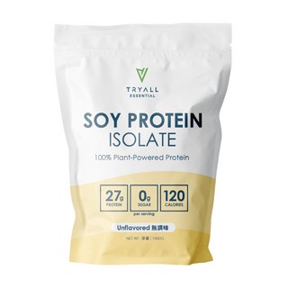 TRYALL 分離大豆蛋白, 每份蛋白質含量高達27g, 含支鏈胺基酸, 黃金比例, 含多種人體必需胺基酸, 1kg, 1包