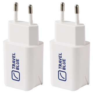 Travel Blue 英國藍旅 旅行歐洲USB充電器, 13.5cm, 白色, 2個