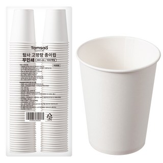 탐사 고평량 무인쇄 종이컵 260ml, 100개입, 1개