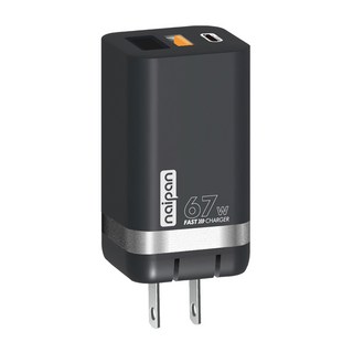 naipan 1C1A 雙孔快充數顯充電器 NS_67W, 黑色, 1個