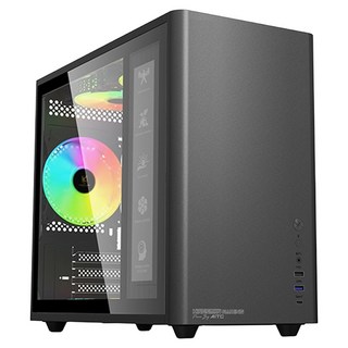 AITC 艾格 KINGSMAN eLF ARGB電腦電競機殼 配備三顆ARGB風扇 TYPE-C接口 兼容240水冷風扇, 黑色, 1個