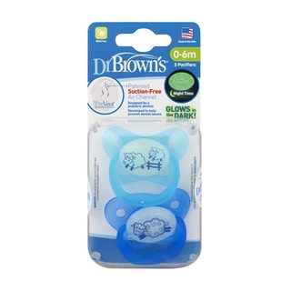 Dr.Brown's PreVent 功能性夜光安撫奶嘴 2入裝, 藍色, 0歲以上, 1組