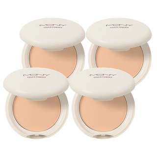 MACQUEEN NEWYORK 遮瑕粉餅, 極細顆粒輕薄服貼, 內置粉撲和鏡子, 去除油分不緊繃, Light Beige, 4個