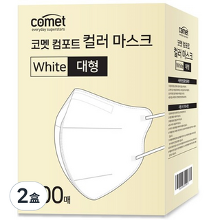 comet 舒適單色鳥嘴型口罩 L, 100片, 2盒, 白色