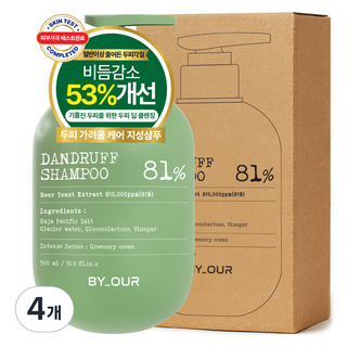 바이아우어 바하솔트 댄드러프 지성 탈모 샴푸 그리너리 오션, 500ml, 4개