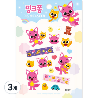 April Korea 碰碰狐 兒童身體貼紙 PF01T, 碰碰狐和朋友們, 3個