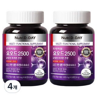 뉴트리디데이 갑상선 호르몬 건강 요오드 2500 24g, 60정, 4개