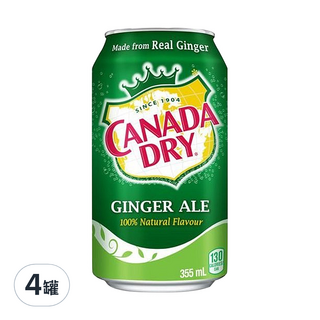 CANADA DRY 薑汁汽水，100% 天然風味, 355ml, 4罐