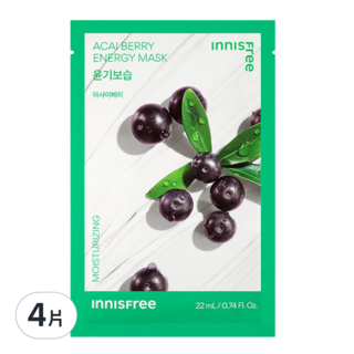 innisfree 我的真萃能量面膜 巴西莓款 22ml, 1片, 4包
