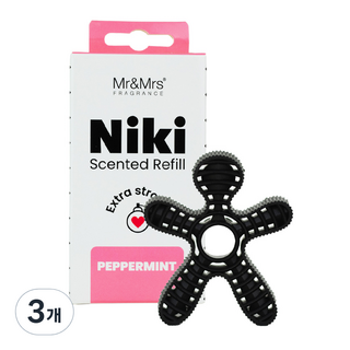 Mr&Mrs FRAGRANCE Niki 汽車芳香劑 補充包, 薄荷, 3個