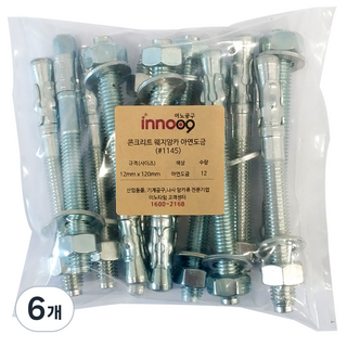 INO工具 混凝土膨脹螺絲 鍍鋅 12mm x 120mm 12入, 6個
