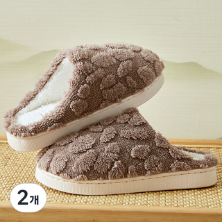 브로브로 여성용 겨울 포근한 쿠션 거실화, 소보로커피, 2개