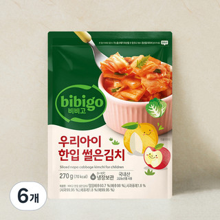 비비고 우리아이 한입 썰은김치, 270g, 6개
