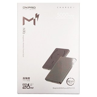 ONPRO 可充式鋰離子磁吸行動電源 附收納套 USB-C, MagReact MXs, 黑鈦