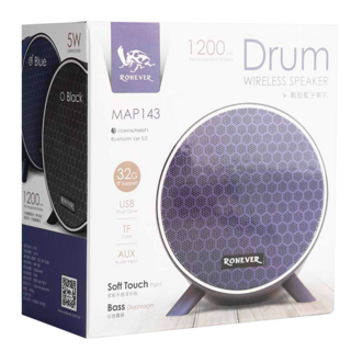 RONEVER 戰鼓藍牙喇叭 附充電線 + 說明書 131 x 125 x 66mm 430g 原廠保固, MAP143, 藍色, 1盒