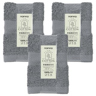 non-no 儂儂 幸福長毛棉方巾 13084 3條, 銀灰色, 1組