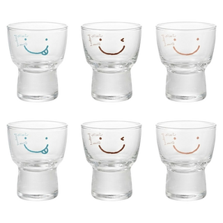SSUEIM Smile Wagle-Wagle 玻璃燒酒杯 60毫升 耐熱玻璃杯, 透明色, 6個