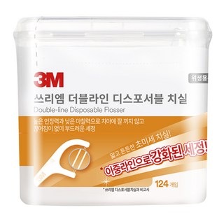 3M 雙線細滑牙線棒 散裝, 124入, 1組