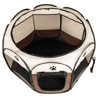 八角寵物圍欄耐抓帳篷寵物產房狗窩貓 咖啡色, 73 x 73 x 43cm, 1個