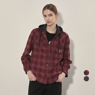 Olivia Lauren 女款針織連帽格紋罩衫 VVBNL4F8291