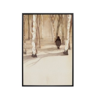 all new frame 人走在冬天森林裡圖案掛畫, 鋁