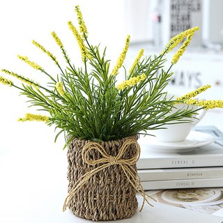 행복한마을 조화 라탄브리사 꽃화분, 옐로우, 1개