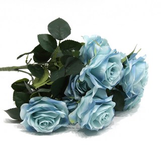 ASPASIA 仿真擬真玫瑰花叢, 藍色, 1個