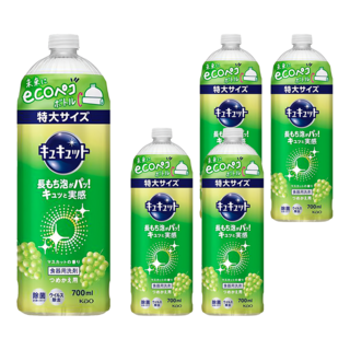 Kao 花王 Cucute 珂珂透 餐具洗碗精補充瓶 麝香 700ml, 5瓶