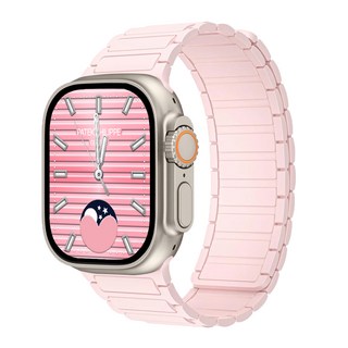 CALYX Apple Watch 矽膠鏈環磁吸錶帶 42/44/45/46/49mm, 粉紅色, 1個