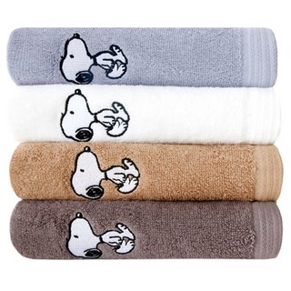 Songwol 松月 史努比40支棉毛巾組 145g, 灰色+象牙白+棕色+深灰色, 1組