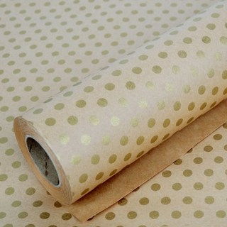 SOLOMON 圓點包裝紙 L號, 牛皮紙款(金色), 1入