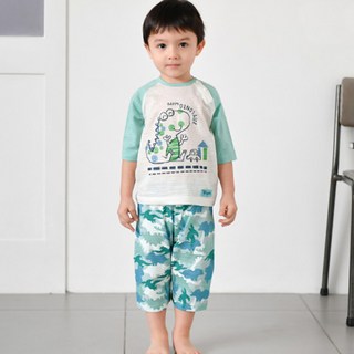 Maykids 童款緹花2件式7分袖套裝 快樂恐龍款